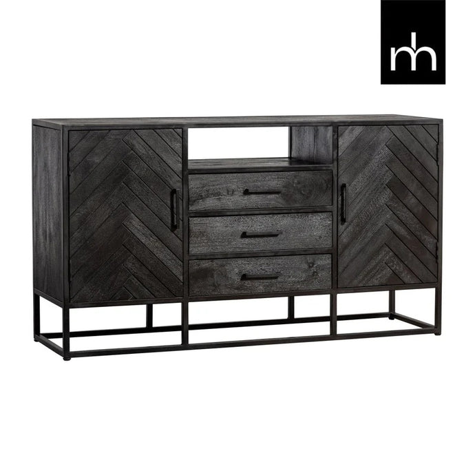 Mangoholz Anrichte Toronto Schwarz 145x80 cm Mahom