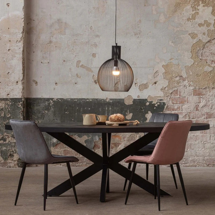 Mangoholz Esstisch Tulsa Schwarz Oval 240×110 cm Mahom