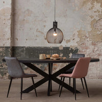 Mangoholz Esstisch Tulsa Schwarz Oval 260×120 cm Mahom