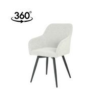 Esszimmerstuhl Amiens Beige Bouclé-Stoff mit schwarzem Fuß Mahom