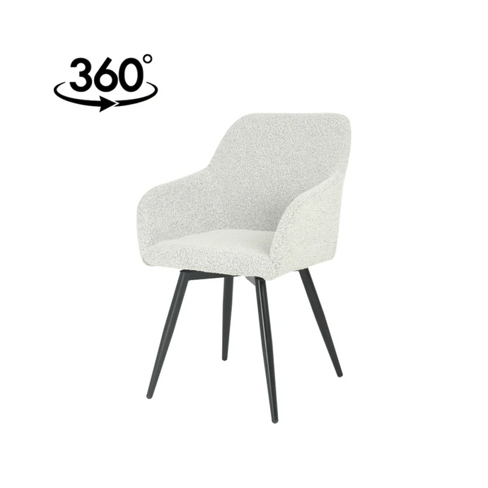 Esszimmerstuhl Amiens Beige Bouclé-Stoff mit schwarzem Fuß Mahom