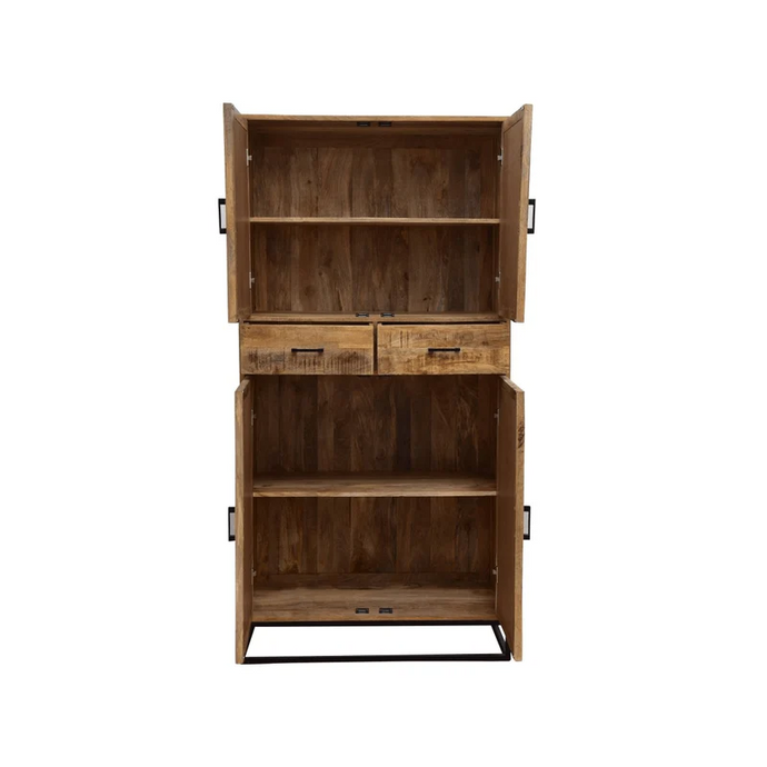 Mangoholz Schrank Reno 100 cm mit 2 Schubladen und 4 Türen Mahom