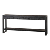 Mangoholz Seitentisch Britt Schwarz 3 Schubladen 150 cm Mahom