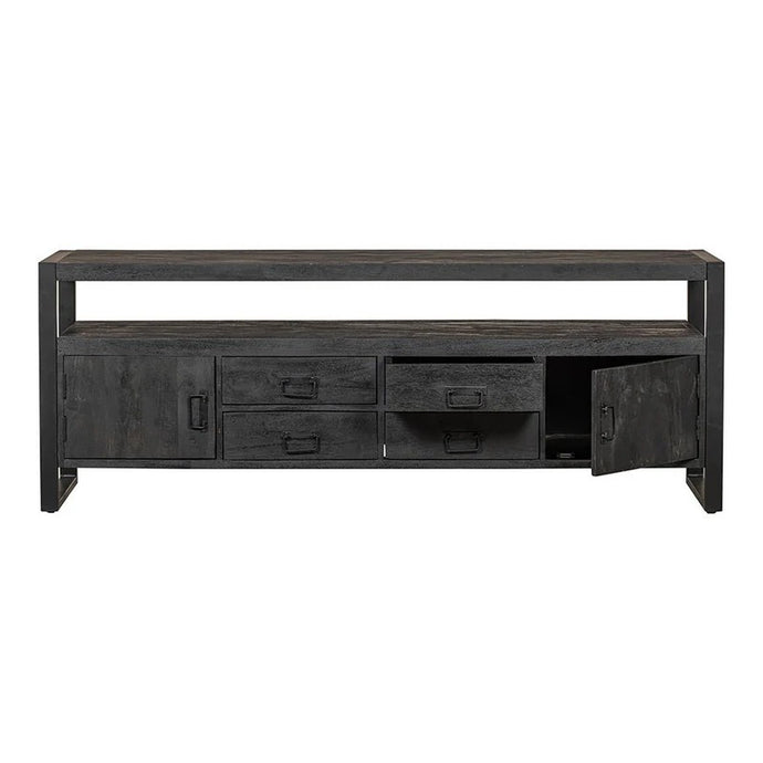 Mangoholz TV-Möbel Britt Schwarz 220 cm Mahom