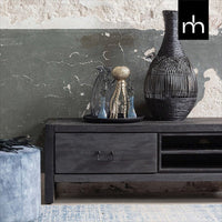 Mangoholz TV-Möbel Stockton Schwarz 200 cm Mahom