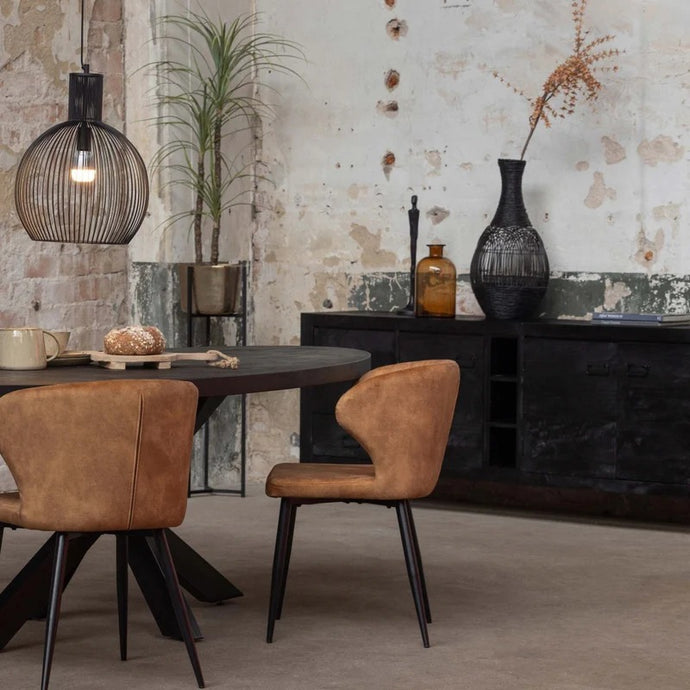 Mangoholz Anrichte Stockton Schwarz 200 cm Mahom