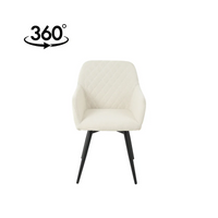 Esszimmerstuhl Amiens Weißer Bouclé-Stoff mit schwarzem Fuß Mahom