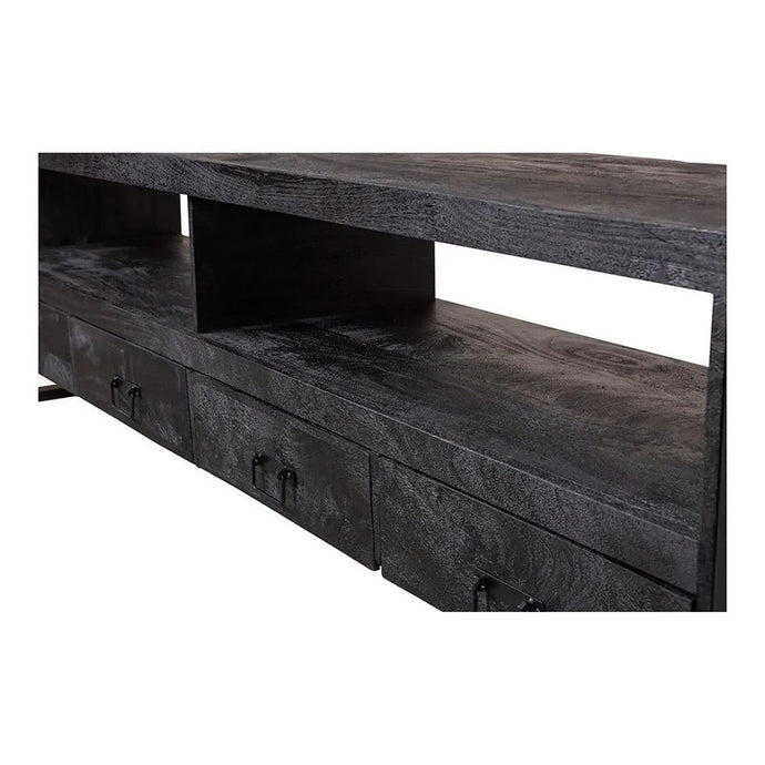 Mangoholz TV-Möbel Britt Schwarz 220 cm Mahom