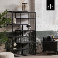 Mangoholz Fächerschrank Chicago Schwarz 120 cm Mahom