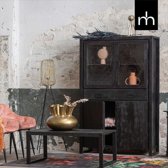 Mangoholz Couchtisch Britt Schwarz 110 cm Mahom