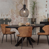 Mangoholz Esstisch Tulsa Schwarz Oval 260×120 cm Mahom