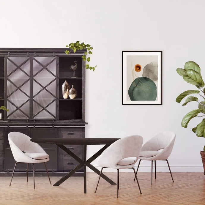 Mangoholz Esstisch Bologna Oval Schwarz 300x130 cm Mahom