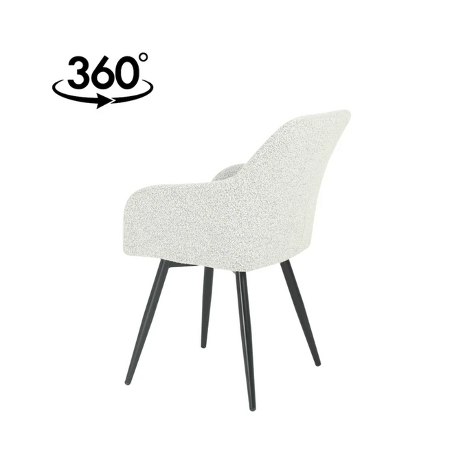 Esszimmerstuhl Amiens Beige Bouclé-Stoff mit schwarzem Fuß Mahom