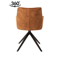 Esszimmerstuhl Cannes Cognac mit schwarzem Fuß Mahom