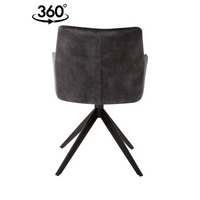 Esszimmerstuhl Cannes Dunkelgrau mit schwarzem Fuß Mahom