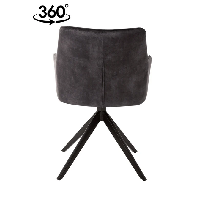 Esszimmerstuhl Cannes Dunkelgrau mit schwarzem Fuß Mahom