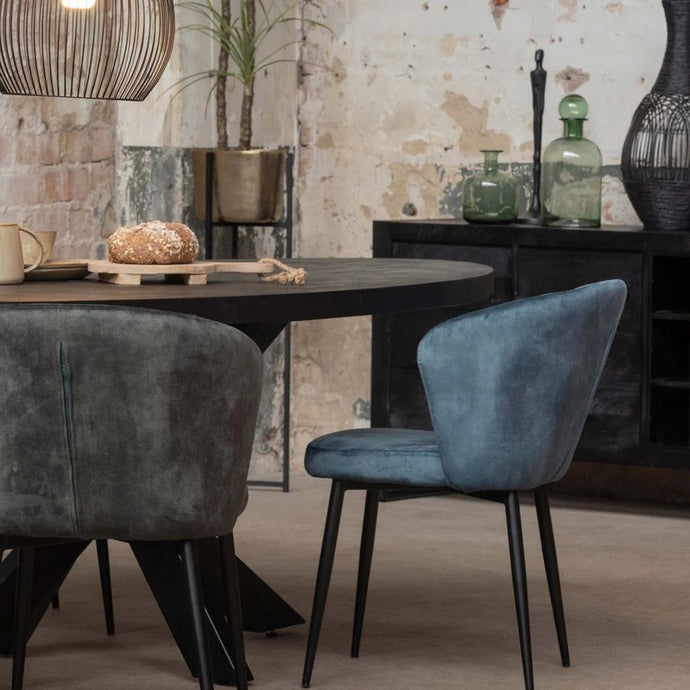 Mangoholz Esstisch Tulsa Schwarz Oval 160×90 cm Mahom