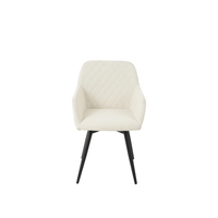 Esszimmerstuhl Amiens Weißer Bouclé-Stoff mit schwarzem Fuß Mahom