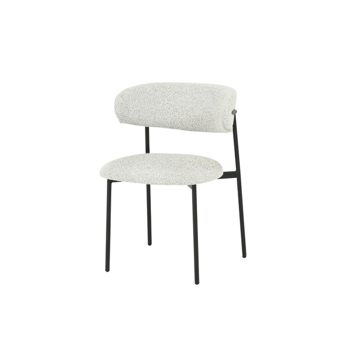 Esszimmerstuhl Metz Beige Bouclé-Stoff mit schwarzem Fuß Mahom