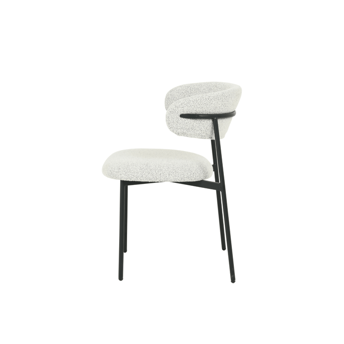 Esszimmerstuhl Metz Beige Bouclé-Stoff mit schwarzem Fuß Mahom