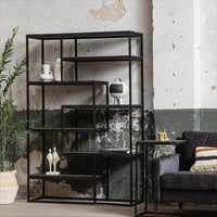 Mangoholz Fächerschrank Chicago Schwarz 120 cm Mahom