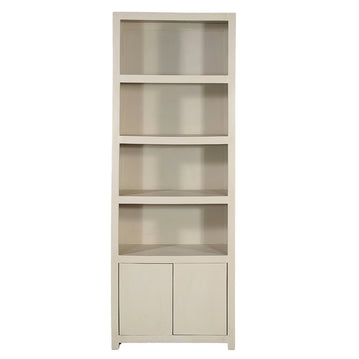 Mangoholz Wandschrank Phoenix 80 cm Creme Mahom (4 offene Fächer, 2 Türen)