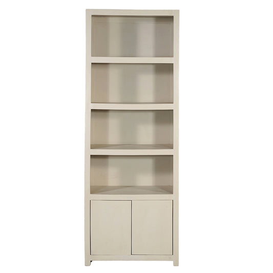 Mangoholz Wandschrank Phoenix 80 cm Creme Mahom (4 offene Fächer, 2 Türen)