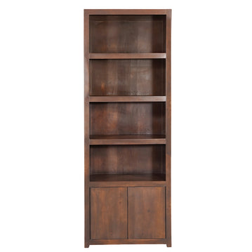 Mangoholz Wandschrank Phoenix 80 cm Walnuss Mahom (4 offene Fächer, 2 Türen)