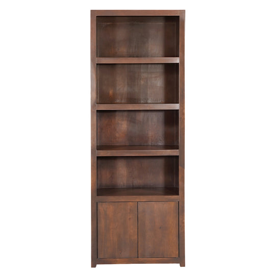 Mangoholz Wandschrank Phoenix 80 cm Walnuss Mahom (4 offene Fächer, 2 Türen)
