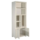 Mangoholz Wandschrank Phoenix 80 cm Creme Mahom (5 offene Fächer, 2 Türen)