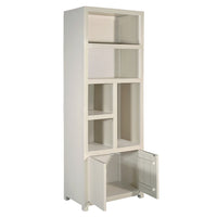 Mangoholz Wandschrank Phoenix 80 cm Creme Mahom (5 offene Fächer, 2 Türen)